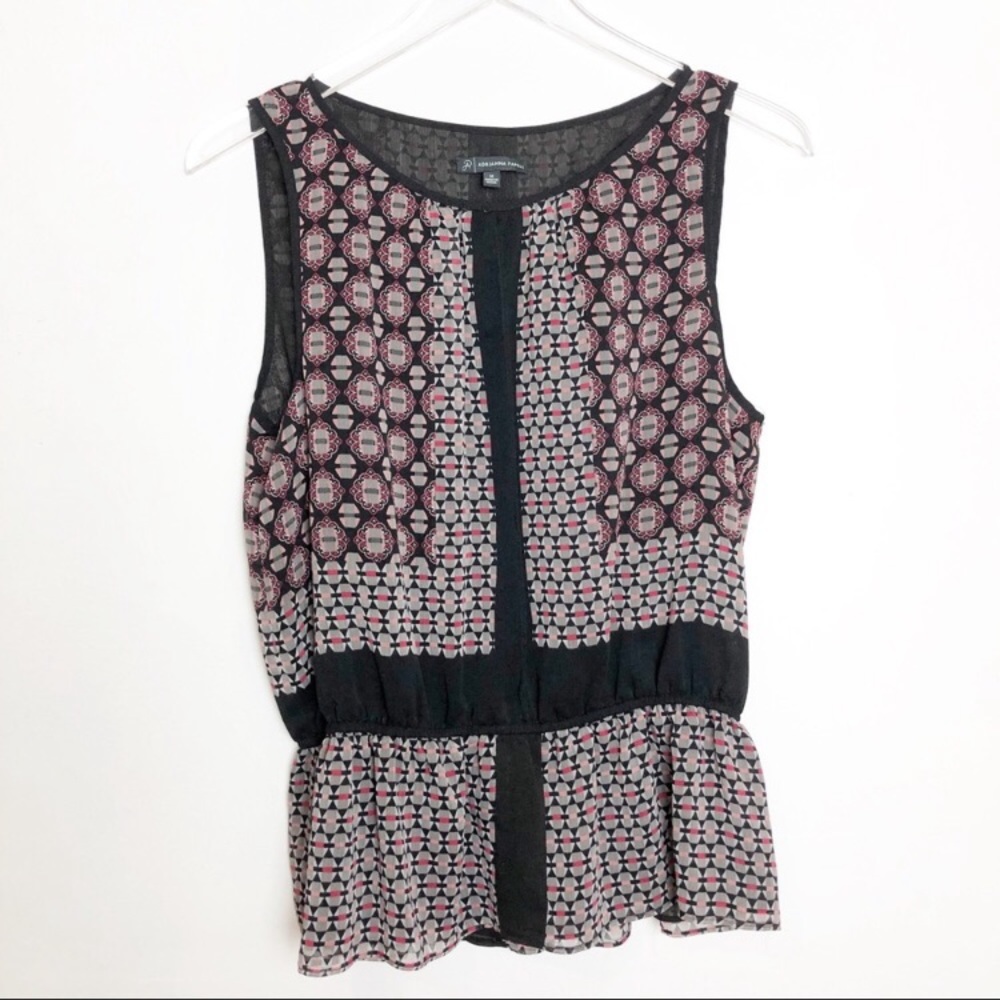 Adrianna Papell Black and Pink Patterned Tank Top